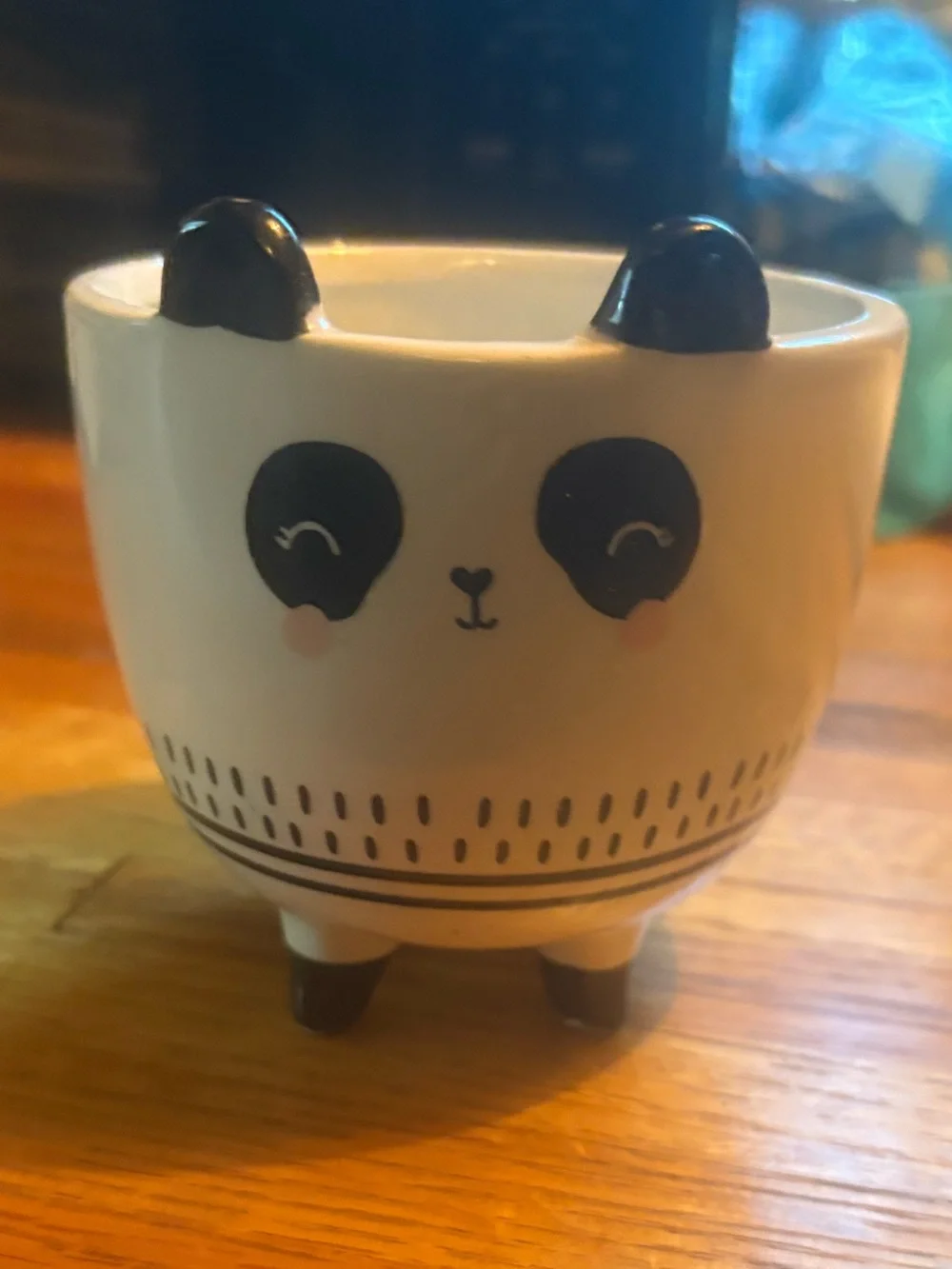 Cute Panda Ceramic Planter - Black & White